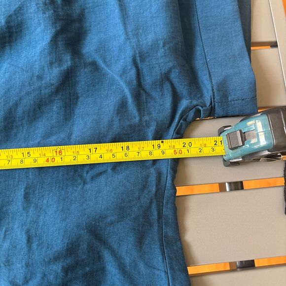 Chico's 2 Piece Suit Womens M Blue Short Sleeve Notch Lapel Slit Button NEW - Picture 9 of 10